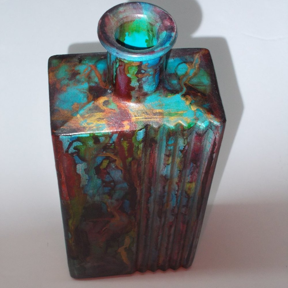 Beautiful glass decanter hand painted with alchol ink